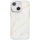 For iPhone 15 Electroplated Marble Texture Phone Case(Gold White M1) - 1