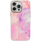 For iPhone 15 Pro Electroplated Marble Texture Phone Case(Pink Purple M4) - 1