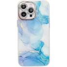 For iPhone 15 Pro Electroplated Marble Texture Phone Case(Blue Green M9) - 1