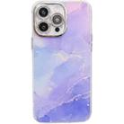 For iPhone 15 Pro Electroplated Marble Texture Phone Case(Blue Purple M10) - 1