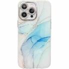 For iPhone 15 Pro Max Electroplated Marble Texture Phone Case(Light Blue M5) - 1