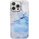 For iPhone 15 Pro Max Electroplated Marble Texture Phone Case(Blue M11) - 1