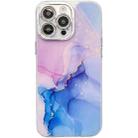 For iPhone 15 Pro Max Electroplated Marble Texture Phone Case(Purple Blue M18) - 1