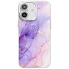 For iPhone 16 Plus Electroplated Marble Texture Phone Case(Purple M3) - 1