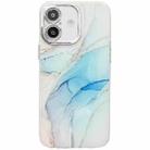 For iPhone 16 Plus Electroplated Marble Texture Phone Case(Light Blue M5) - 1