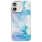 For iPhone 16 Plus Electroplated Marble Texture Phone Case(Blue Green M9) - 1