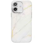 For iPhone 16 Electroplated Marble Texture Phone Case(Gold White M1) - 1