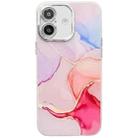 For iPhone 16 Electroplated Marble Texture Phone Case(Red M7) - 1