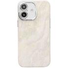 For iPhone 16 Electroplated Marble Texture Phone Case(White M8) - 1