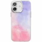 For iPhone 16 Electroplated Marble Texture Phone Case(Purple Pink M14) - 1