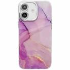 For iPhone 16 Electroplated Marble Texture Phone Case(Gold Purple Red M15) - 1