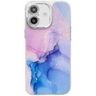 For iPhone 16 Electroplated Marble Texture Phone Case(Purple Blue M18) - 1