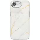 For iPhone 16e Electroplated Marble Texture Phone Case(Gold White M1) - 1