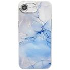 For iPhone 16e Electroplated Marble Texture Phone Case(Blue M11) - 1