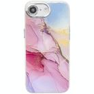 For iPhone 16e Electroplated Marble Texture Phone Case(Gold Pink Red M12) - 1