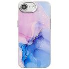 For iPhone 16e Electroplated Marble Texture Phone Case(Purple Blue M18) - 1