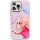 For iPhone 16 Pro Max Electroplated Marble Texture Ring Holder Phone Case(Red S7) - 1