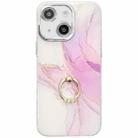 For iPhone 14 Electroplated Marble Texture Ring Holder Phone Case(Light Purple S6) - 1