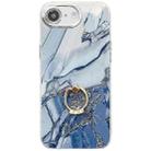 For iPhone 16e Electroplated Marble Texture Ring Holder Phone Case(Navy Blue S17) - 1