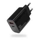 NORTHJO NOPD3002 USB-C / Type-C PD 30W + QC3.0 USB Dual Port Wall Fast Charger EU Plug(Black) - 1