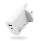 NORTHJO NOPD3002 USB-C / Type-C PD 30W + QC3.0 USB Dual Port Wall Fast Charger UK Plug(White) - 1