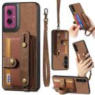 For Motorola Moto G55 Retro Cross Wristband Wallet Leather Back Phone Case(Brown) - 1