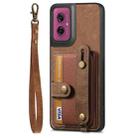 For Motorola Moto G55 Retro Cross Wristband Wallet Leather Back Phone Case(Brown) - 2
