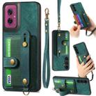 For Motorola Moto G55 Retro Cross Wristband Wallet Leather Back Phone Case(Green) - 1