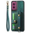 For Motorola Moto G55 Retro Cross Wristband Wallet Leather Back Phone Case(Green) - 2