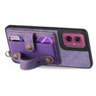 For Motorola Moto G55 Retro Cross Wristband Wallet Leather Back Phone Case(Purple) - 3