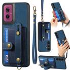 For Motorola Moto G55 Retro Cross Wristband Wallet Leather Back Phone Case(Blue) - 1