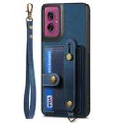 For Motorola Moto G55 Retro Cross Wristband Wallet Leather Back Phone Case(Blue) - 2