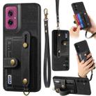 For Motorola Moto G55 Retro Cross Wristband Wallet Leather Back Phone Case(Black) - 1