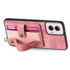 For Motorola Moto G Power 5G 2024 Retro Cross Wristband Wallet Leather Back Phone Case(Pink) - 3