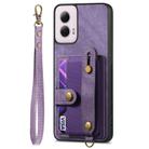 For Motorola Moto G Power 5G 2024 Retro Cross Wristband Wallet Leather Back Phone Case(Purple) - 2