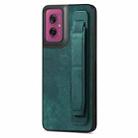 For Motorola Moto G55 Retro Wristband Holder Leather Back Phone Case(Green) - 1