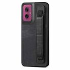 For Motorola Moto G55 Retro Wristband Holder Leather Back Phone Case(Black) - 1