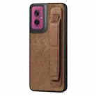 For Motorola Moto G55 Retro Wristband Holder Leather Back Phone Case(Brown) - 1