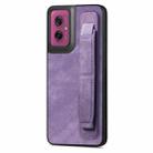 For Motorola Moto G55 Retro Wristband Holder Leather Back Phone Case(Purple) - 1