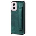 For Motorola Moto G Power 5G 2024 Retro Wristband Holder Leather Back Phone Case(Green) - 1