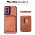 For Motorola Moto G55 Carbon Fiber Leather Card MagSafe Phone Case(Brown) - 2