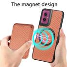 For Motorola Moto G55 Carbon Fiber Leather Card MagSafe Phone Case(Brown) - 3