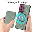 For Motorola Moto G55 Carbon Fiber Leather Card MagSafe Phone Case(Green) - 3