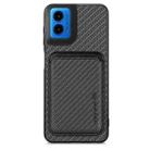 For Motorola Moto G45 5G Carbon Fiber Leather Card MagSafe Phone Case(Black) - 1