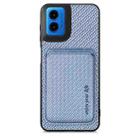 For Motorola Moto G45 5G Carbon Fiber Leather Card MagSafe Phone Case(Blue) - 1
