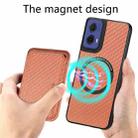 For Motorola Moto G85 Carbon Fiber Leather Card MagSafe Phone Case(Brown) - 3