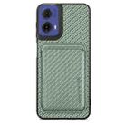 For Motorola Moto G85 Carbon Fiber Leather Card MagSafe Phone Case(Green) - 1