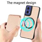 For Motorola Moto G85 Carbon Fiber Leather Card MagSafe Phone Case(Khaki) - 3
