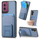 For Motorola Moto G55 Carbon Fiber Card Bag Fold Stand Phone Case(Blue) - 1