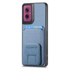 For Motorola Moto G55 Carbon Fiber Card Bag Fold Stand Phone Case(Blue) - 2